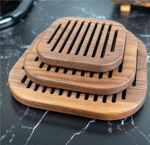 Salvamanteles de Madera, Bandeja de Servir de Madera con Acabado Natural, Tapete de Cocina Reutilizable, Salvamanteles de Diseño Moderno para Protección de Utensilios de Cocina - Product Image 6