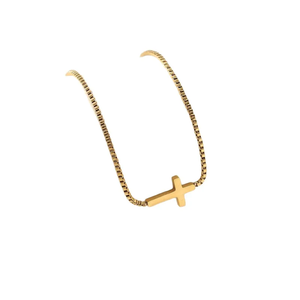 สร้อยคอรูปกากบาททรงเรขาคณิตสไตล์ใหม่สำหรับผู้หญิง พร้อมสายสร้อยสแตนเลส 304 ชุบทอง 14K จี้ห้อยสวยหรู - Product Image 6