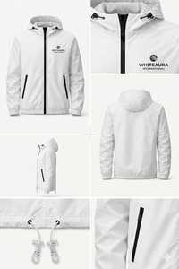 เสื้อแจ็คเก็ตกันน้ำสำหรับผู้ชาย ฤดูใบไม้ร่วง/ฤดูใบไม้ผลิ ฤดูหนาว มีฮู้ด ป้องกันแสงแดด ซิปหน้า สีเขียว ผ้ากันลม ลายปักตัวอักษร - Product Image 3