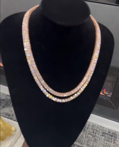 Rose <b>Gold</b> Plated Natural Diamond Double Row Baguette Round <b>Tennis</b> <b>Necklace</b> Hip Hop Iced Out Trendy Gift for Unisex - Product Image 2