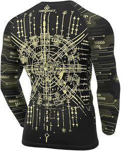 <b>Men's</b> Long Sleeve Rash Guard <b>Compression</b> <b>Shirt</b> Full Sleeve Quick Dry Sublimation Printed Circuit Design Black Gold - Product Image 3