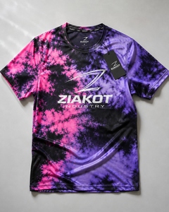 T-shirt de performance 3D ZIAKOT pour homme, nouveau design, tie-dye violet rose-noir, personnalisé - Product Image 1