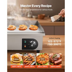 Piastra Elettrica Commerciale 21 x 11.8 Pollici in Acciaio Inox da Banco, Temperatura Regolabile 122-570 Fahrenheit, Attrezzatura da Cucina - Product Image 5