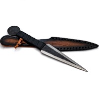 Couteau de chasse droit artisanal UMERO FAROOQ, style médiéval, en acier au carbone, lame à pointe clip, longueur totale de 12 pouces, personnalisable et fabriqué sur mesure (OEM)