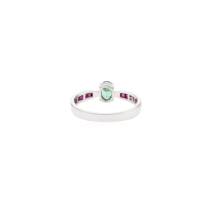 High Quality Minimalist 925 Sterling <b>Silver</b> Natural Oval Cut Emerald & Princess Cut Ruby <b>Solitaire</b> Accent Stone <b>Ring</b> for Women - Product Image 6