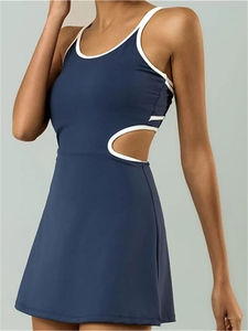 Vestido de tenis para mujer sin mangas, push-up, deportivo, para entrenamiento, running, fitness, con espalda descubierta, ajustado, transpirable, talla grande, liso, para bádminton - Product Image 5