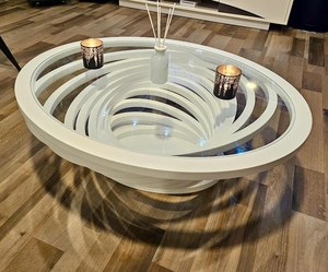 Modern White Coffee <b>Table</b> with Tempered Glass Top Contemporary Living Room Furniture Decorative Design for Home Interior Decor - Product Image 3