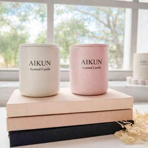 AIKUN Premium Scented <b>Candle</b> with Musk & Amber Ceramic Jar Long Lasting Aromatherapy <b>Candle</b> for Wholesale Distribution - Product Image 3