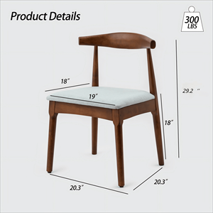 Metà del secolo sala da pranzo Set di 2 noce cornice luce grigio cuscino in legno e tessuto imbottito sedie da pranzo - Product Image 4