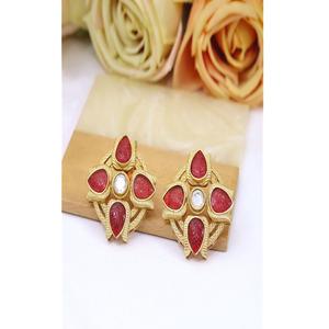 Elegantes Pendientes de Latón Chapado en Oro con Moissanita de Primera Calidad, Hermosos Pendientes Kundan para Mujeres y Niñas, Ideales para Bodas y Fiestas - Product Image 1