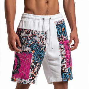 Pantalones Cortos de Invierno con Pedrería OEM para Hombre, Estilo Urbano, de Forro Polar con Cordón en la Cintura - Product Image 4