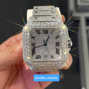 Wholesale Bust Down Roman Watch | Square <b>Face</b> Moissanite Diamond Watch | Luxury Waterproof Rappers Timepiece - Product Image 1