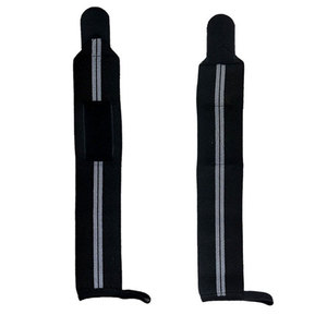 Últimas correas de levantamiento de algodón Rhino Fitness con soporte para muñeca, cierre elástico de gancho y bucle, banda de soporte deportiva para exteriores con rayas negras y amarillas. - Product Image 3
