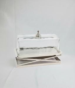 Luxury Silver Plated Double Bowl <b>Cake</b> <b>Stand</b> with <b>Glass</b> Bowls Dessert Serving Tray for Parties & Weddings - Product Image 5