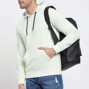 Sudadera con Capucha Verde Claro para Hombre, Corte Regular, Tejido de Algodón, Informal, para Otoño, con Bolsillo Delantero - Product Image 1