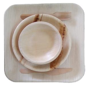 Assiettes et bols jetables en feuille de palmier Areca ensembles de vaisselle pour les fêtes Fonctions du barbecue Salles de banquet Utilisation et jet jetables - Product Image 1