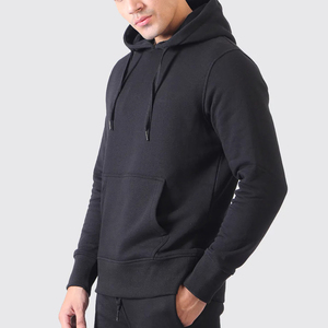 Men's Black Hoodie Sweatshirt <b>Set</b> Solid Color Casual Cotton Fleece Breathable Embroidered Joggers Winter Wear OEM Service - Product Image 5