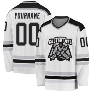 Maillot de hockey gris, noir et blanc, personnalisé, de qualité supérieure, le plus vendu en gros, directement de l'industrie - Product Image 2