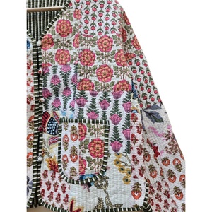 Bloc imprimé à la main Vintage patchwork coton matelassé femmes hiver confortable léger durable veste bohème veste - Product Image 3
