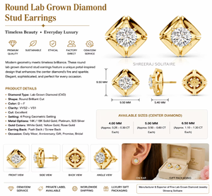 Boucles d'oreilles clous en diamant de laboratoire taille ronde, or massif 14K 18K, motif floral, solitaires, bijoux fins pour femme - Product Image 2