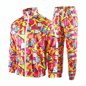 Conjunto Deportivo Unisex Y2K con Estampado Geométrico, Chaqueta con Cierre Completo, Transpirable, de Poliéster, Ropa Urbana de Primavera, Corte Regular para Adultos - Product Image 6