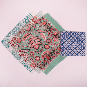 Handmade Cotton Handkerchiefs Set Floral Pattern For Adults Ladies Outdoor <b>Accessories</b> Vintage Printed Face Cover - Product Image 3