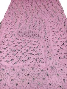 Nouveau style écologique de haute qualité, tissu en dentelle fantaisie 100% tulle, broderie, décoration en strass, largeur 130 cm, traditionnel - Product Image 3