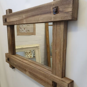 กระจกติดผนังทรงสี่เหลี่ยมขนาดใหญ่คุณภาพสูงขายดี พร้อมกรอบไม้ สำหรับตกแต่งบ้านและร้านอาหาร - Product Image 1