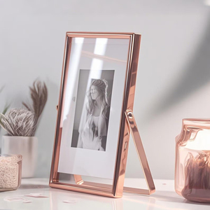 Antique <b>Gold</b> Metal Glass Picture <b>Frame</b> Desk Stand Photo Display Vintage Home Office Decor Stainless Steel Material <b>Frame</b> Supply - Product Image 3