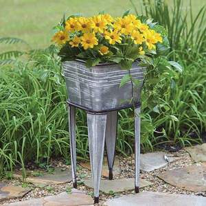 Jardinière galvanisée pure avec surface polie, idéale pour les appartements modernes, les maisons et les jardins de balcon extérieurs - Product Image 1