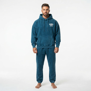 Conjunto de Sudadera con Capucha y Pantalones Jogger Oversize para Hombre de Alta Calidad con Lavado Ácido, Hombro Caído, Cordón Ajustable y Bolsillo Canguro, Chándal Casual - Product Image 4