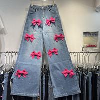 Jean en denim coupe skinny taille haute pour femme grande taille, jambe droite, motif floral 3D léopard, style Y2K, écologique et respirant, collection automne