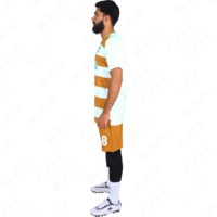 Seragam Sepak Bola Unisex Berkualitas Tinggi 100% Poliester Setelan Sepak Bola Logo Kustom Jersey Sepak Bola Visibilitas Tinggi OEM Bernapas