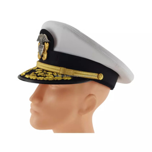 Chapeau de capitaine de marin personnalisé stock vente en gros de casquettes de marine vintage pour femmes casquettes de marine feutre de laine haut plat casquette de marine en coton - Product Image 5