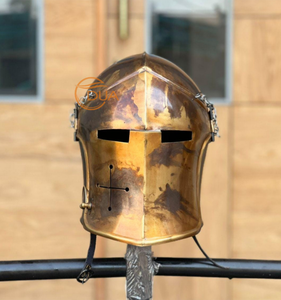 Casque médiéval Barbuta à visière - Armure de chevalier en acier de calibre 18, portable pour reconstitutions historiques, costumes, exposition - Product Image 1