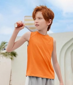 Camiseta sin Mangas para Niños de Color Naranja con Logotipo Personalizado de Buena Calidad, Chaleco para Bebés, Ropa para Niños, Tops Transpirables para Niños - Product Image 4