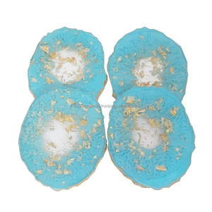 Sous-verres modernes en résine époxy à deux tons, verres élégants faits à la main, décor de table de designer artistique pour les espaces de repas et de vie - Product Image 2