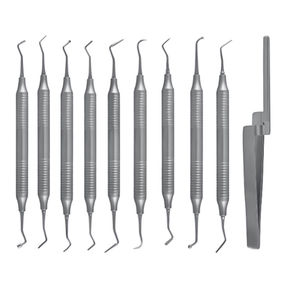 Manual Stainless Steel Dental Scaling <b>Tool</b> Kit 10 Pcs Reusable Set for Professional <b>Tooth</b> <b>Cleaning</b> Procedures - Product Image 1
