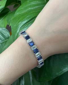 Nouveau bracelet en argent 925 pour femmes, bijoux de mode, saphir incrusté sur une seule rangée, vente directe d'usine - Product Image 1