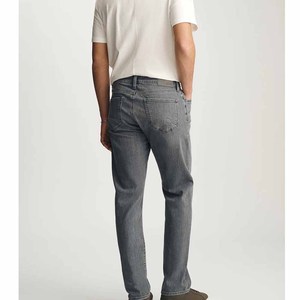 Straight Leg Mid Waist Stonewashed Cotton Denim <b>Jeans</b> <b>Men</b> Casual Regular Fit Autumn Style - Product Image 3