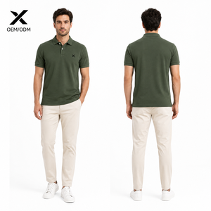 Chemise décontractée à manches courtes pour homme X Sports City, couleur unie, respirante, infroissable, 100 % coton tricoté, tenue d'été classique - Product Image 1
