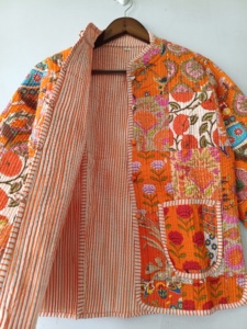 Organic <b>Quilted</b> Indian Cotton <b>Jacket</b> Reversible Block Print <b>Jacket</b> Black Warm <b>Jacket</b> <b>Quilted</b> <b>Jacket</b> Boho New Style <b>Jacket</b> - Product Image 3