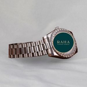 RAHA Luxury Stainless Steel <b>Watch</b> 41mm Analog Quartz Diamond Bezel Unisex Fashion Timepiece Butterfly <b>Clasp</b> Water Resistant - Product Image 4