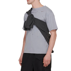 เสื้อยืดผู้ชายสไตล์วินเทจสีพื้นแบบทำเก่า ราคาส่งถูก รับทำโลโก้ตามสั่ง แฟชั่นใหม่ - Product Image 2