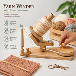 Enrouleur de fil en bois de hêtre |   Enrouleur de pelotes de laine en bois artisanal pour le tricot et le crochet – Outil durable et lisse pour un enroulement rapide, idéal pour les loisirs créatifs - Product Image 3