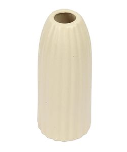 Modern White <b>Ceramic</b> Tabletop <b>Vase</b> Ribbed Decorative Flower Vessel for Living Room Desk Entrance - Product Image 4