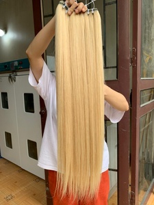 613 Blonde Bone Straight Human Hair Bundles Silky Straight <b>Bleached</b> Hair Extensions Double Drawn Remy Full <b>Thick</b> Ends - Product Image 2