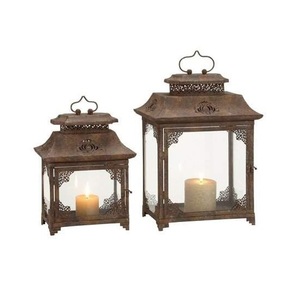 Farol de Madera Hecho a Mano con Puerta de Vidrio y Asa de Cuerda, Decoración de Mesa Rústica Vintage - Product Image 3