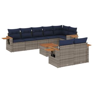 ชุดโซฟาหวายโพลีสีเทา 9 ชิ้นพร้อมชุดเบาะรองนั่งสำหรับสวน (มีจำหน่ายในสหรัฐอเมริกาเท่านั้น) - Product Image 2