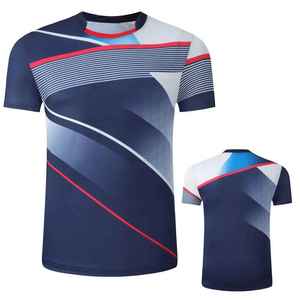 Nouveau maillot de badminton respirant sur mesure, taille standard, séchage rapide, t-shirts de tennis surdimensionnés personnalisés, manches courtes pour hommes - Product Image 4